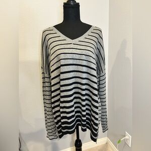 Lane Bryant Pullover Sweater stripped with zipper detail in the front Size 22/24